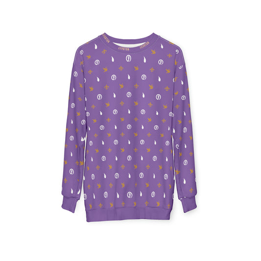 LEVOTON "Dualism" brown/white print on light purple unisex sweatshirt