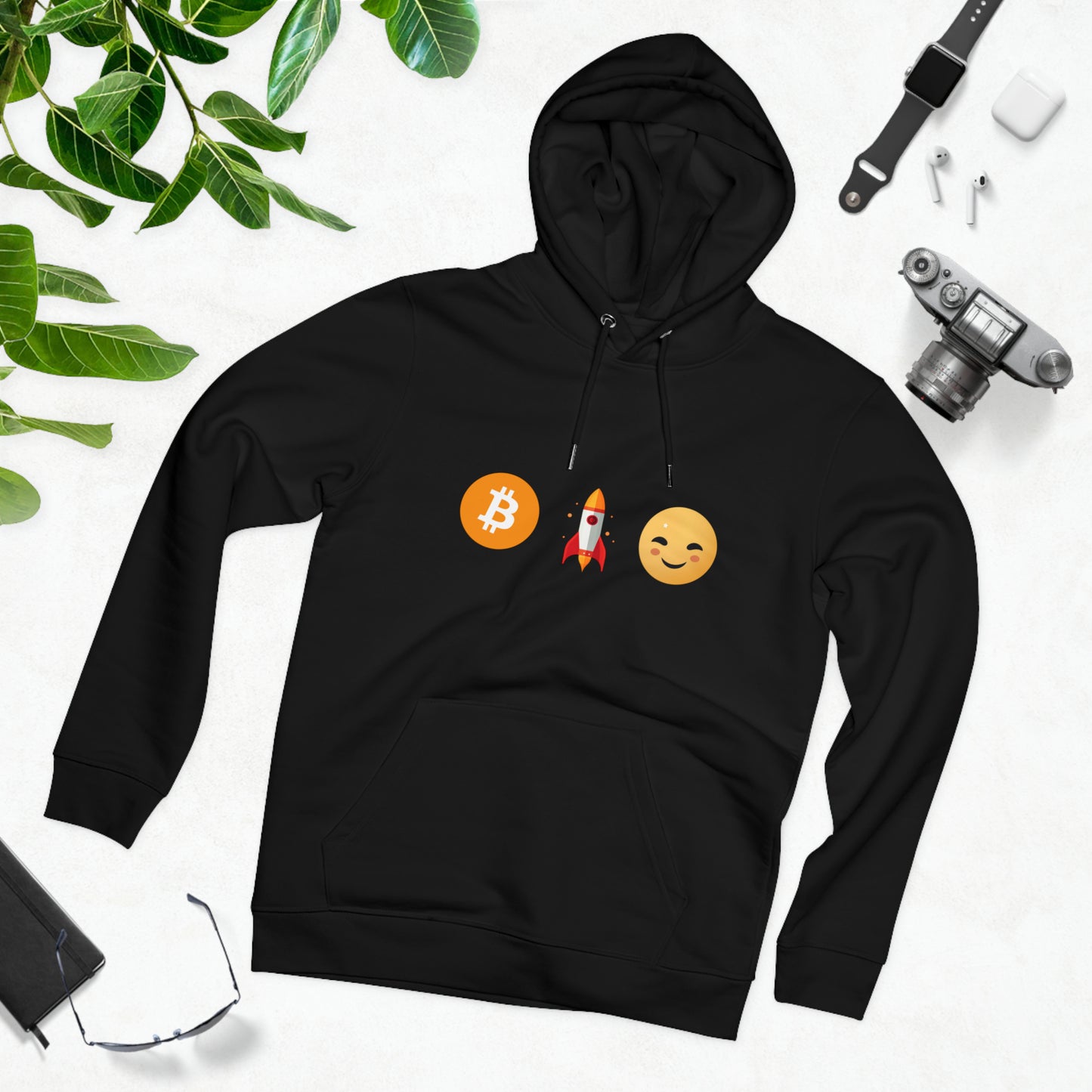 LEVOTON "TO THE MOON!" emoji unisex CRUISER hoodie with back LOGO