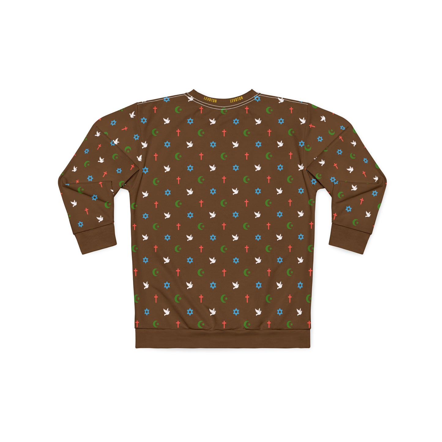 LEVOTON "Brotherhood" Dove of Peace print on brown unisex sweatshirt