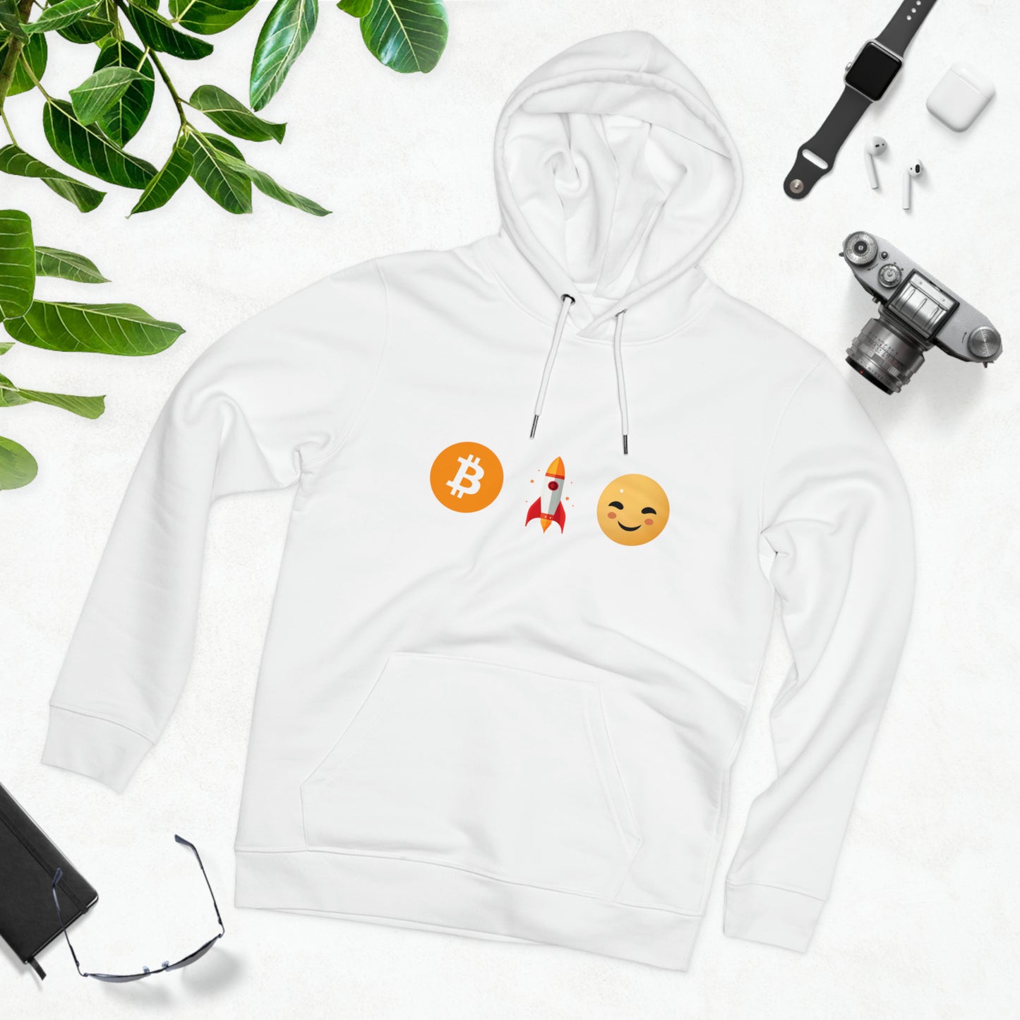 LEVOTON "TO THE MOON!" emoji unisex CRUISER hoodie with back LOGO