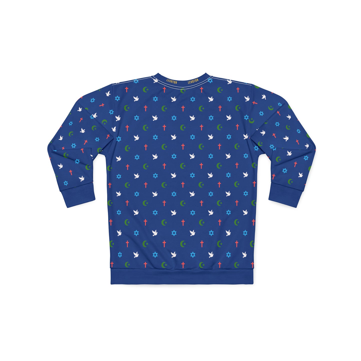 LEVOTON "Brotherhood" Dove of Peace print on dark blue unisex sweatshirt