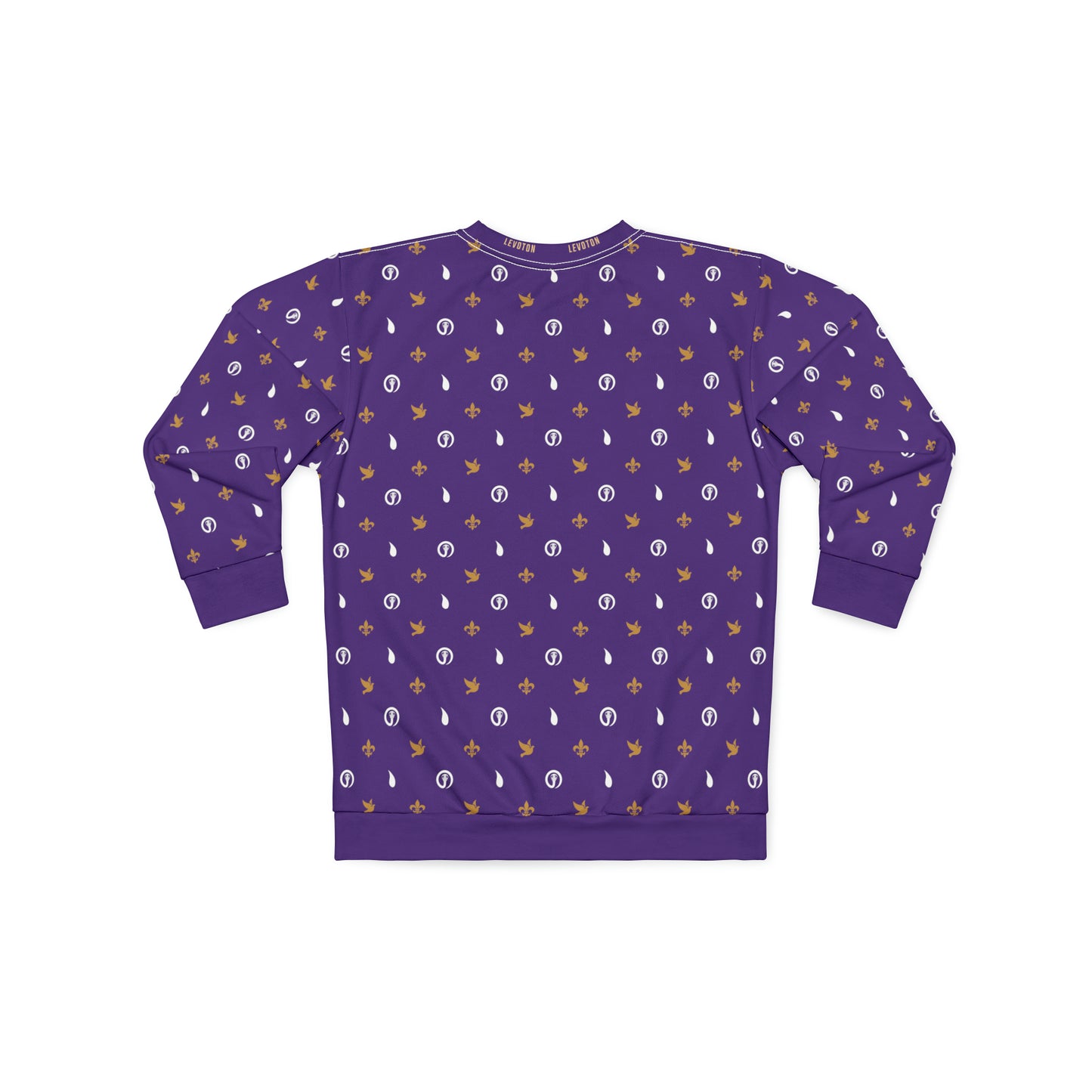 LEVOTON "Dualism" brown/white print on purple unisex sweatshirt