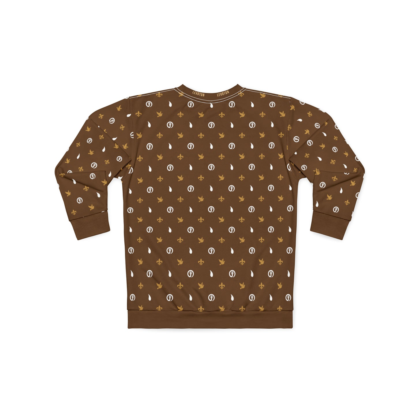 LEVOTON "Dualism" brown/white print on dark brown unisex sweatshirt